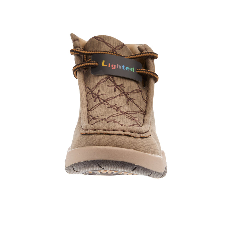 M+F Twister Jackson Childrens Tan Light Up Casual Shoe
