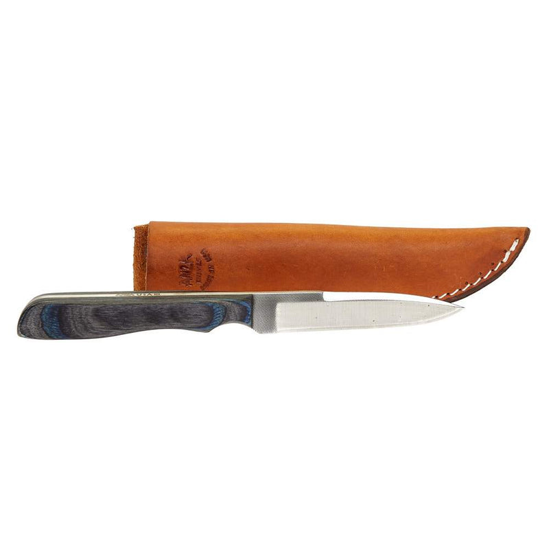 Anza (44) Slim Wood Blu/Blk Handle w/Sheath 44SLIMBLUEBLACK