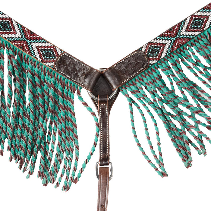 Tough 1 Beaded Turquoise and Brown Breast Collar