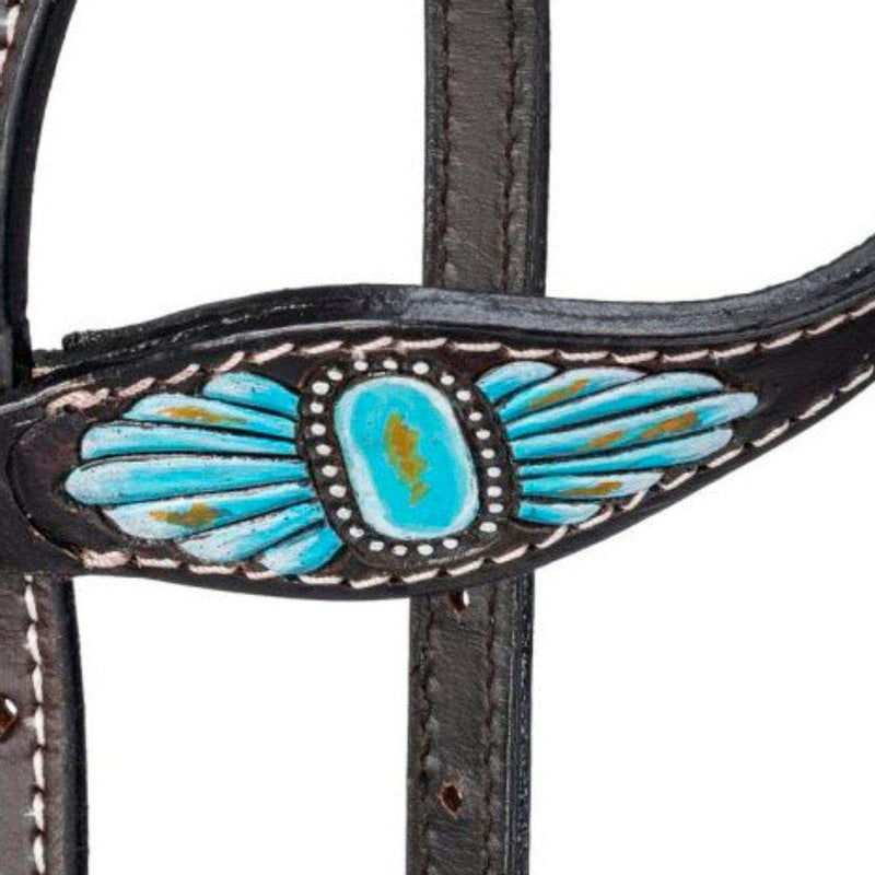 Tough 1 Turquoise Stone and Flowers Single Ear Headstall