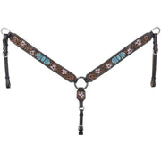 Tough 1 Turquoise Stone and Flowers Breast Collar