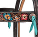 Tough 1 Blue and Pink Floral Browband Headstall