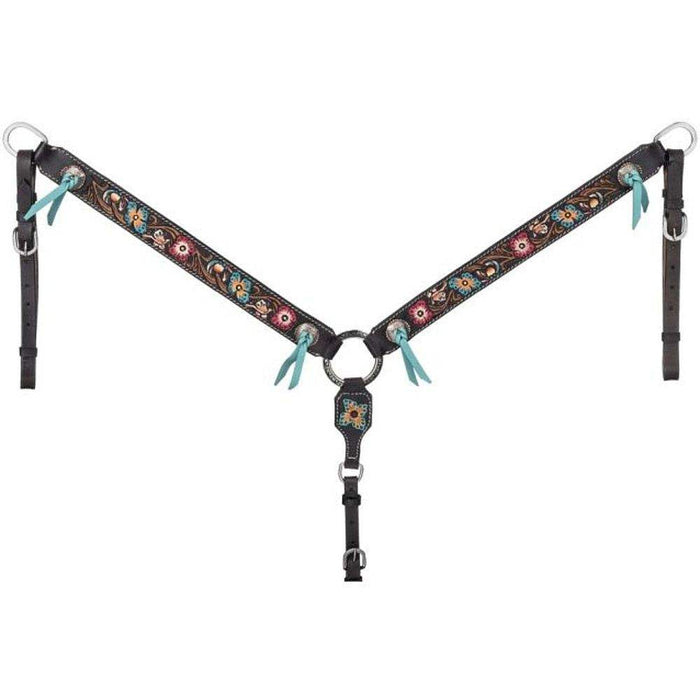 Tough 1 Blue and Pink Floral Breast Collar