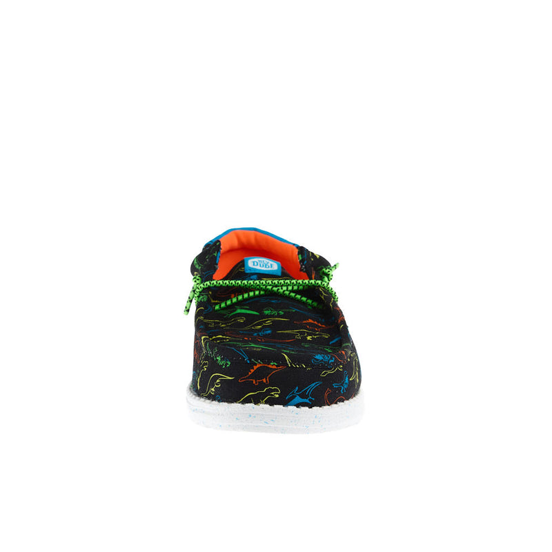 Hey Dude Kid's Wally Dinoworld Black and Neon Multi Casual Shoe