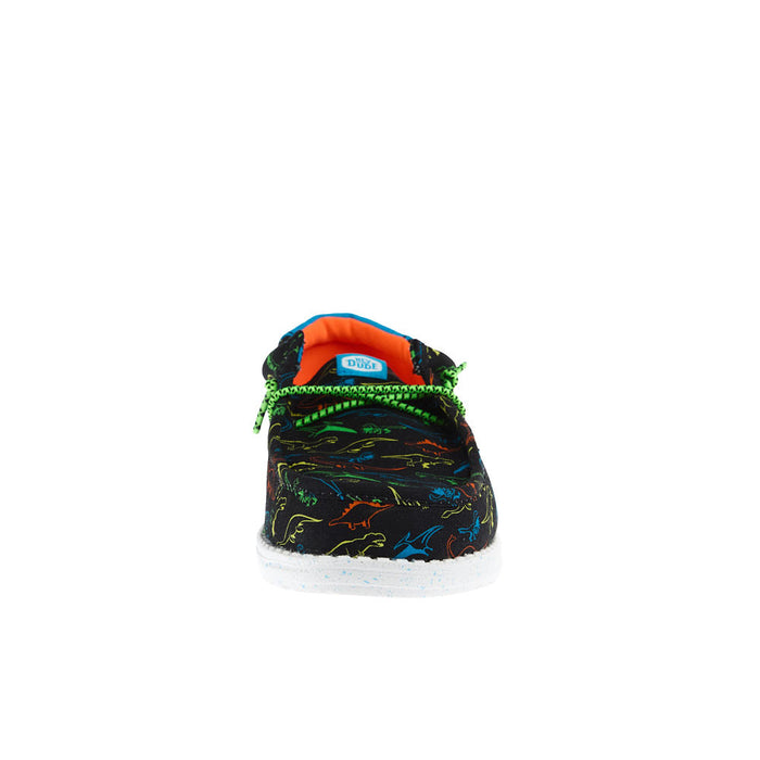 Hey Dude Kid's Wally Dinoworld Black and Neon Multi Casual Shoe