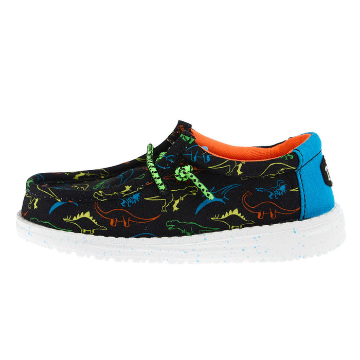 Hey Dude Toddler's Wally Dinoworld Black and Neon Multi Casual Shoe