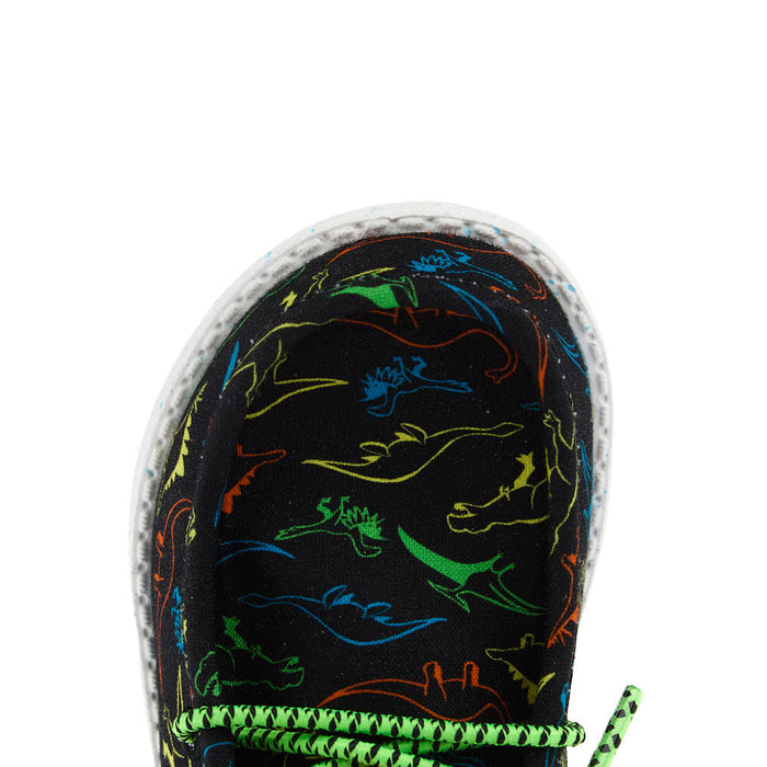 Hey Dude Toddler's Wally Dinoworld Black and Neon Multi Casual Shoe