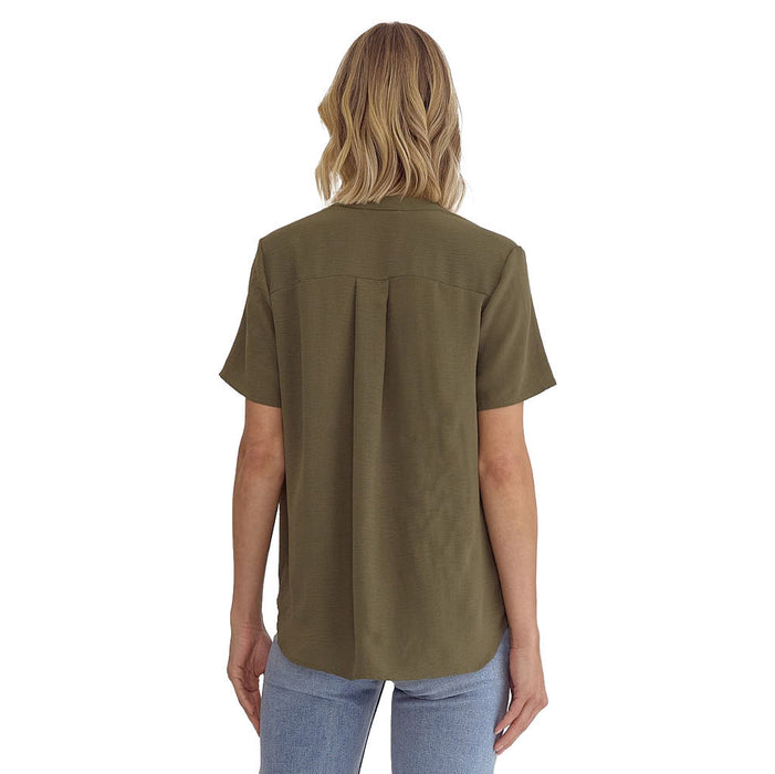 Entro Womens Olive V Neck Top