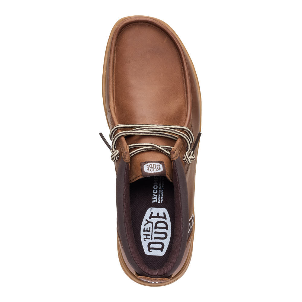 Hey Dude Men's Wally Mid Gripr Robe Brown Leather Casual — NRS