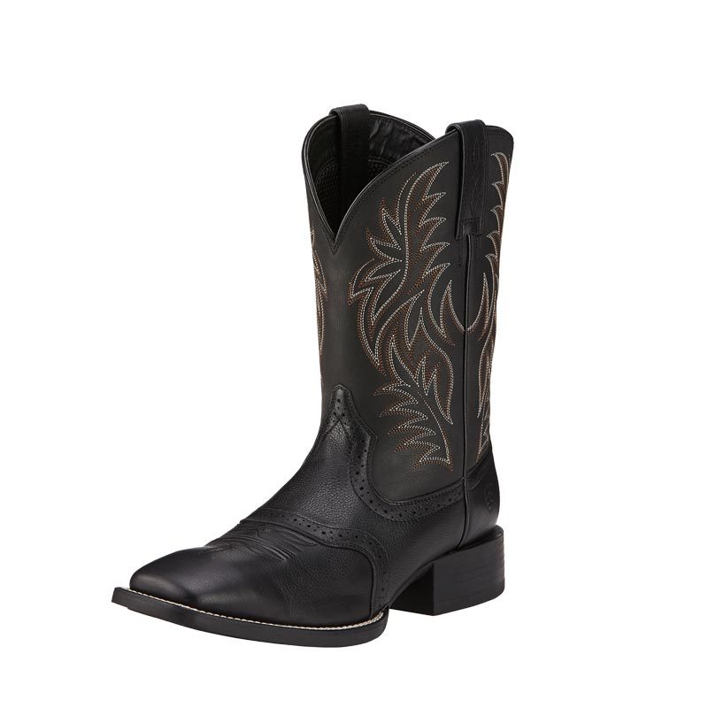 Men's Sport Western Black Deertan Cowboy Boots