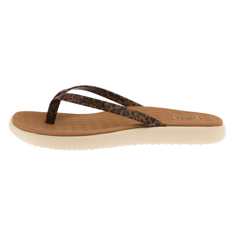 Hey Dude Women's Tan Leopard Maui Breez Flip Flop