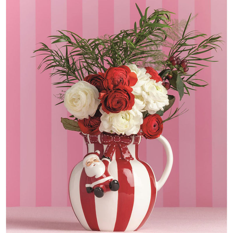 Mud Pie Santa Bow Stripe Pitcher