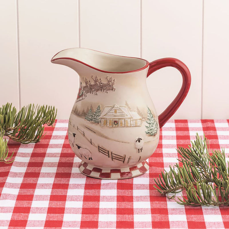 Mud Pie Farm Christmas Scene Pitcher