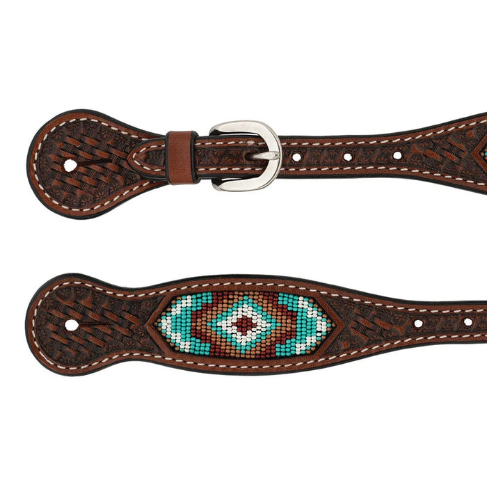 Weaver Leather Beaded Basket Stamp Mens Spur Straps