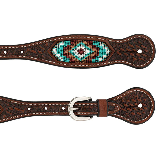 Weaver Leather Beaded Basket Stamp Mens Spur Straps