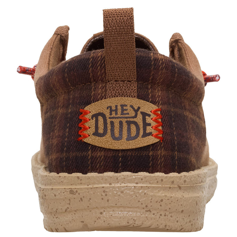 Hey Dude Kid's Wally Funk Brown Plaid Casual Shoe