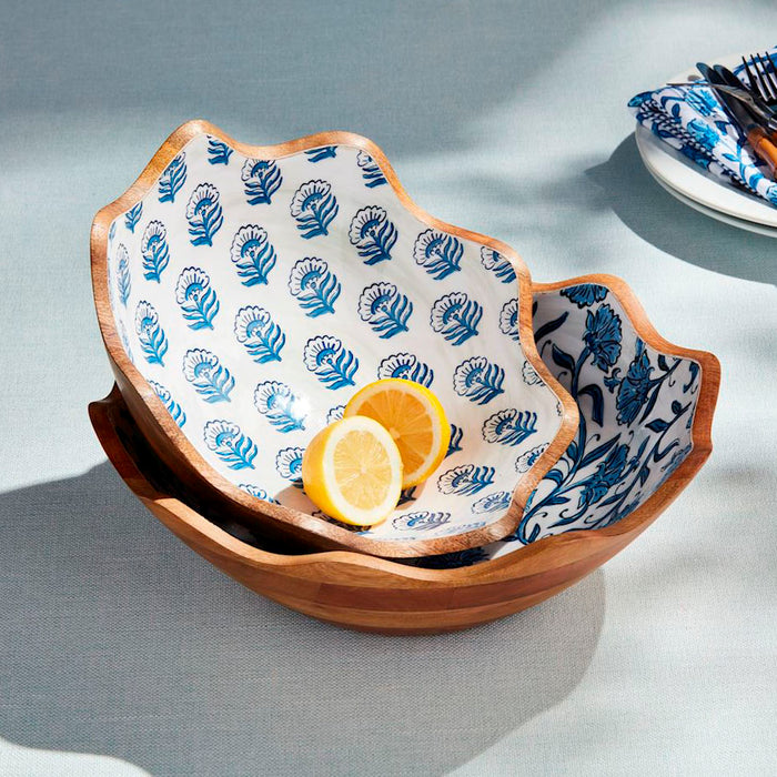 Mud Pie Block Print Enamel Bowl Set