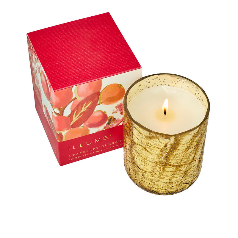 Illume Cranberry Currant Small Crackle Glass Candle