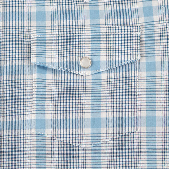 Wrangler Boy's Wrinkle Resist Blue Plaid Snap Shirt