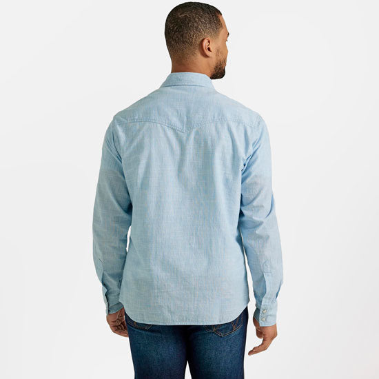 Wrangler Men's Blue Retro Modern Fit Western Snap Shirt