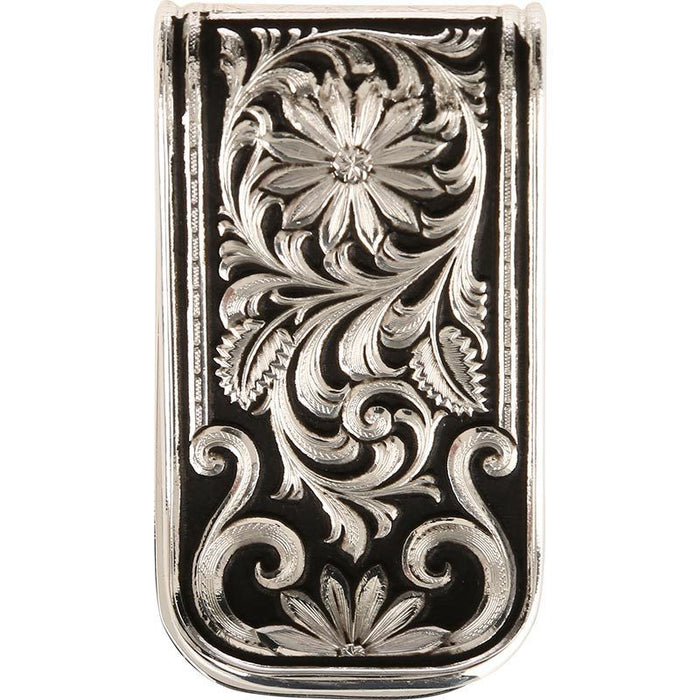 Bitterroot Silver and Black Scroll Money Clip