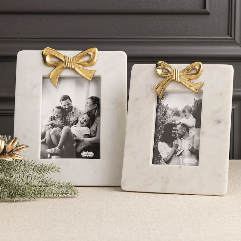 Mud Pie Large Gold Bow Marble Frame