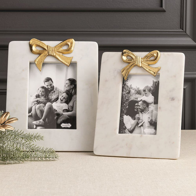 Mud Pie Small Gold Bow Marble Frame
