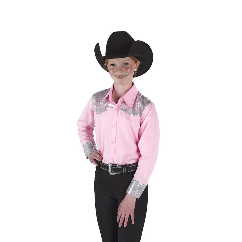 Royal  Highness Girl's Pink Sparkle Yoke Show Blouse