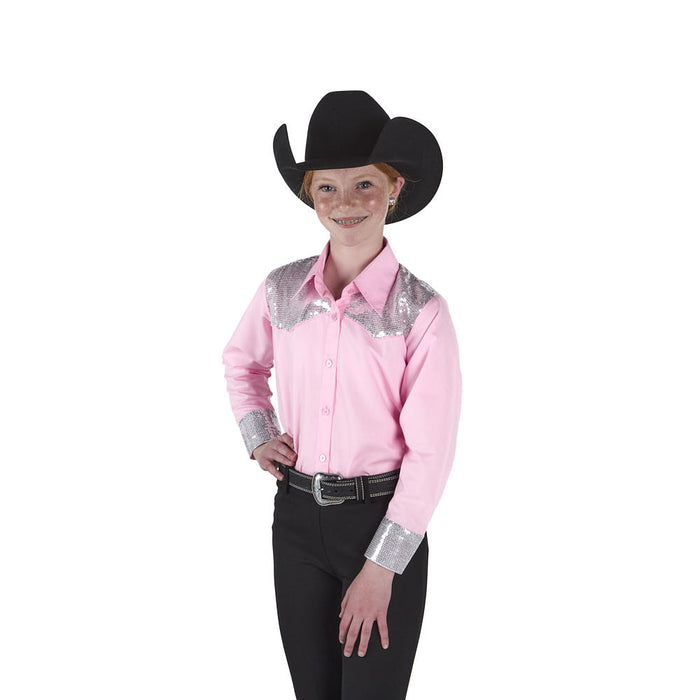 Royal  Highness Girl's Pink Sparkle Yoke Show Blouse