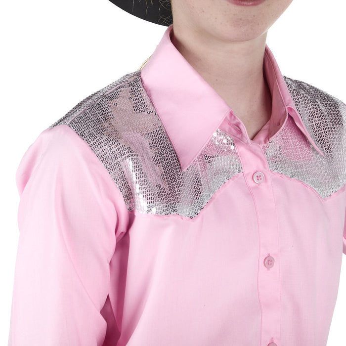 Royal  Highness Girl's Pink Sparkle Yoke Show Blouse