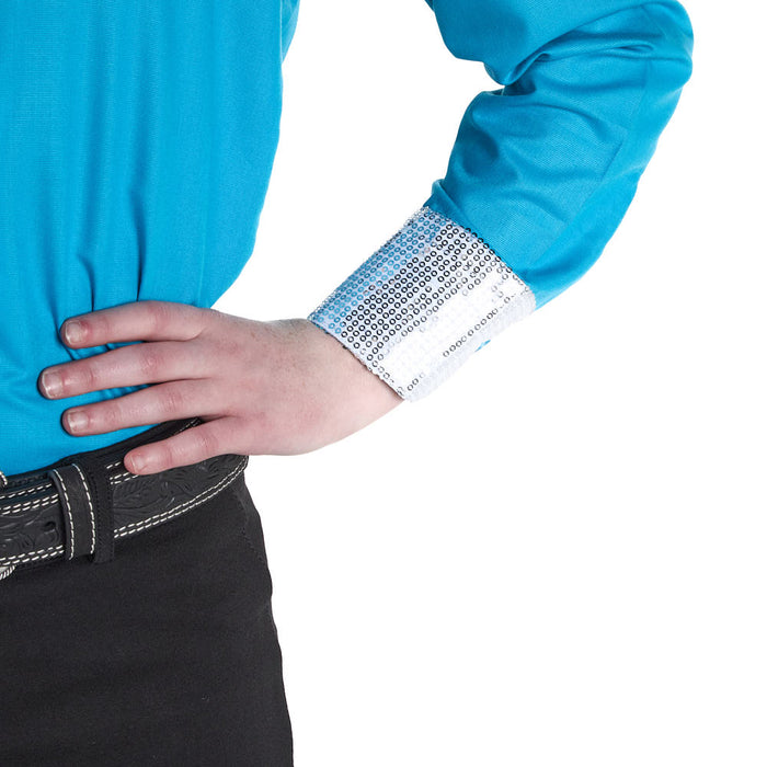 Royal  Highness Girl's Turquoise Sparkle Yoke Show Blouse