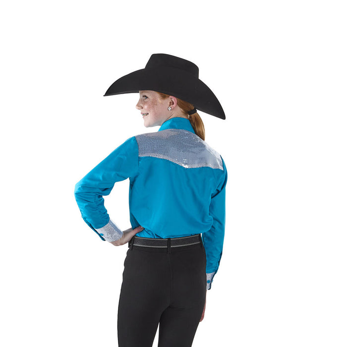 Royal  Highness Girl's Turquoise Sparkle Yoke Show Blouse