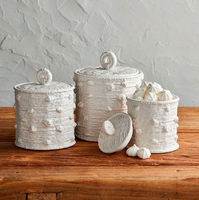 Mud Pie Woven Stoneware Canister Set