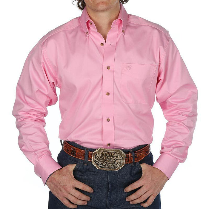Men's Solid Twill Buttondown Pink Shirt