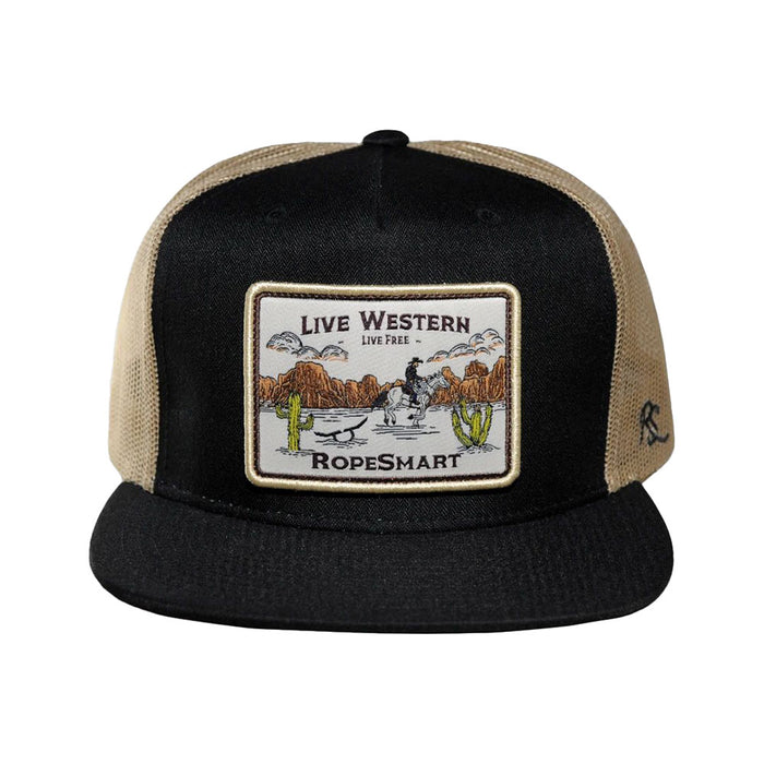Ropesmart Black Western Trucker Patch Cap