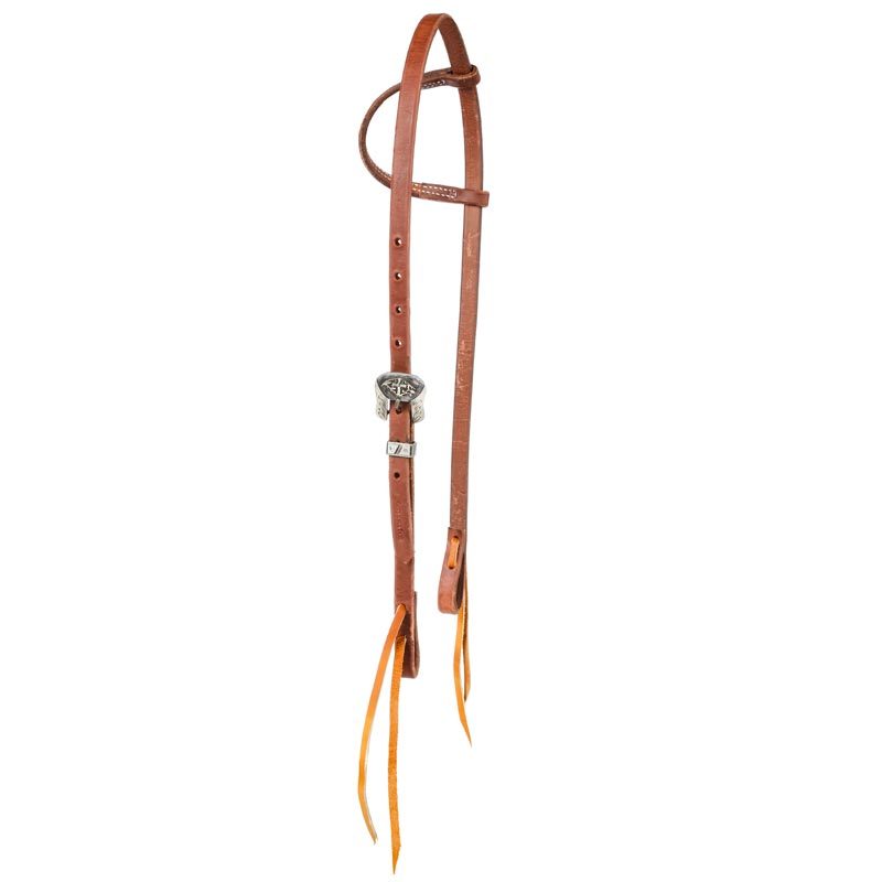 Cowboy Slide Ear Headstall w/ Silver Cross Scrolled Hardware