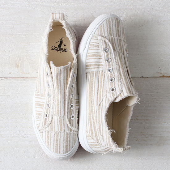 Corkys Footwear Tan Stripe Babalu Shoes