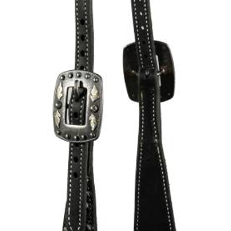 Professionals Choice Black and White Paisley Overlay Single Ear Headstall