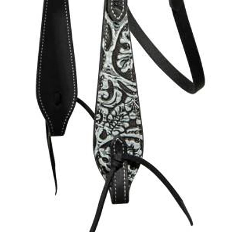 Professionals Choice Black and White Paisley Overlay Browband Headstall