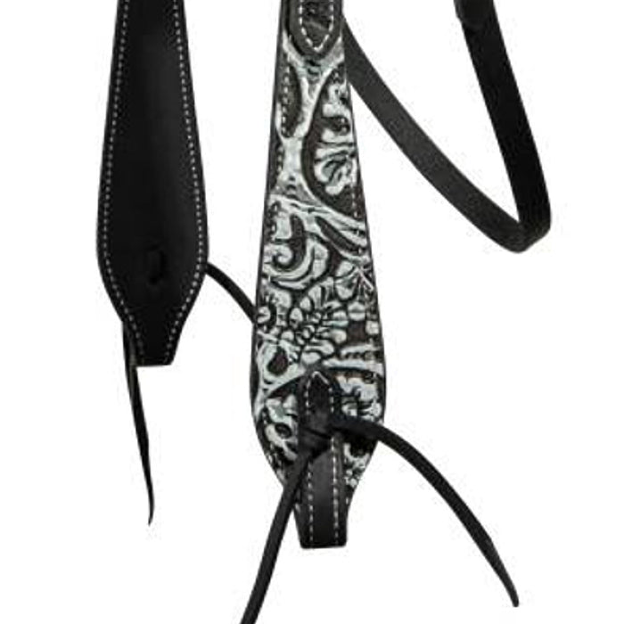 Professionals Choice Black and White Paisley Overlay Browband Headstall