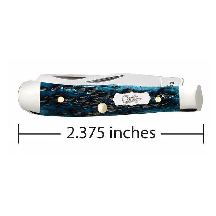 Case Knives Peach Seed Jig Pocket Worn Mediterranean Blue Bone Tiny Trapper