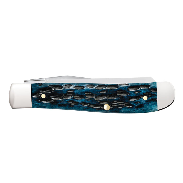 Case Knives Peach Seed Jig Pocket Worn Mediterranean Blue Bone Tiny Trapper