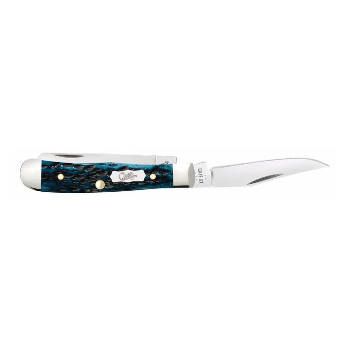 Case Knives Peach Seed Jig Pocket Worn Mediterranean Blue Bone Tiny Trapper