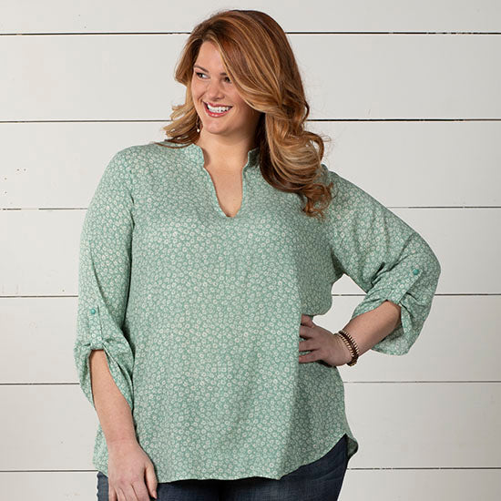 Jody Dusty Mint Zinnia Plus Top