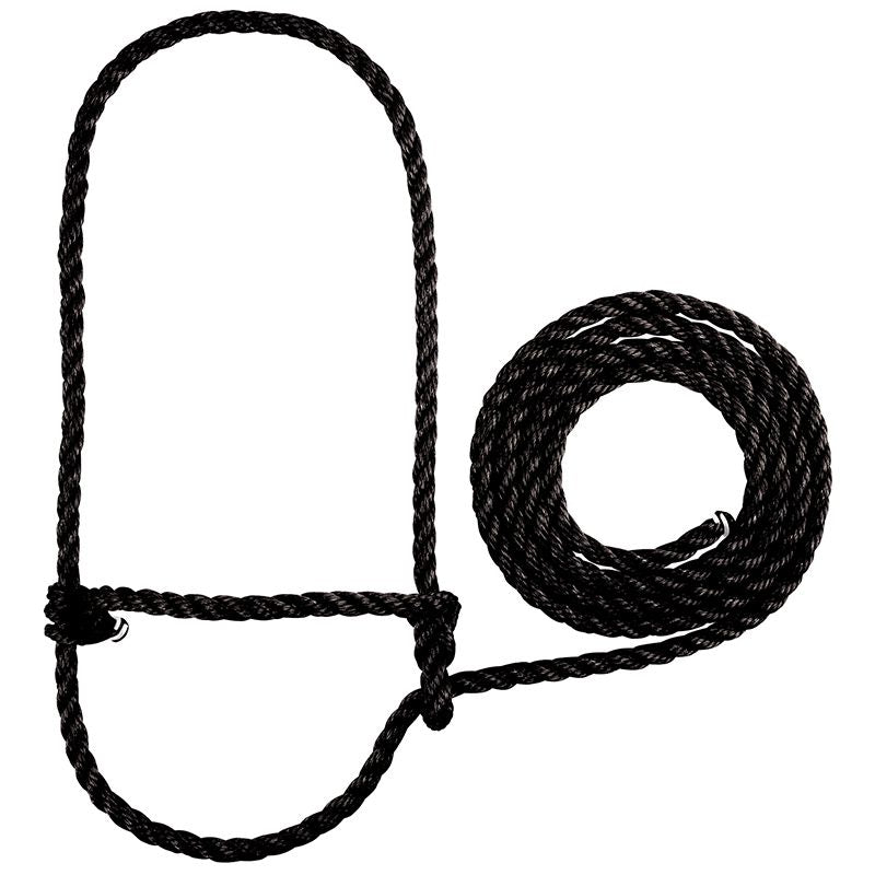 Leather Black Poly Rope Calf Halter