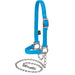 Leather Nylon Adjustable Sheep Halter with Chain Lead Hurricane Blue