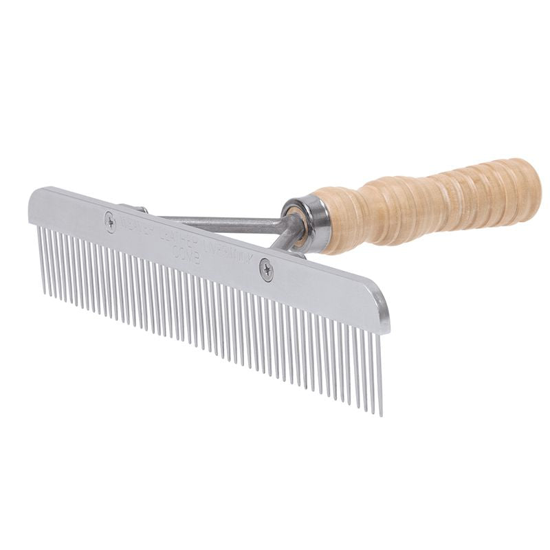 Leather Stainless Steel Show Comb With Wooden Handle