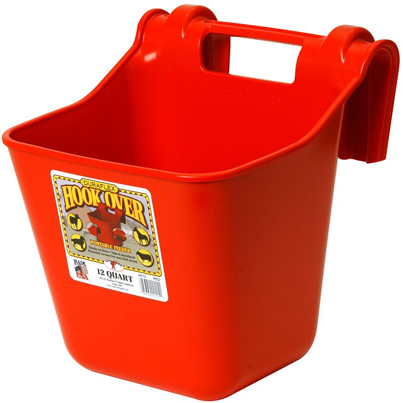 Red 12 Quart Plastic Hook Over Feeder