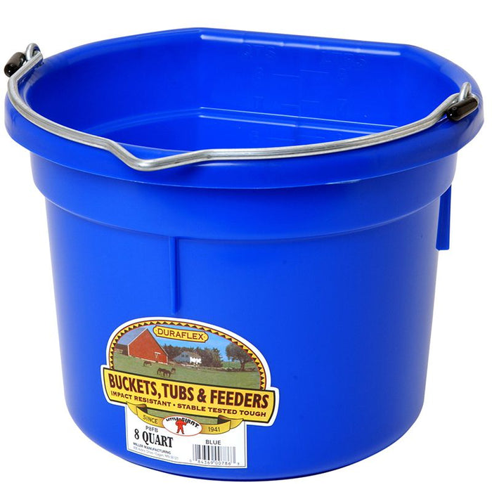8 Quart Blue Flat Back Plastic Bucket