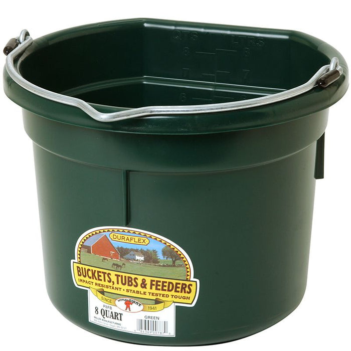 8 Quart Green Flat Back Plastic Bucket